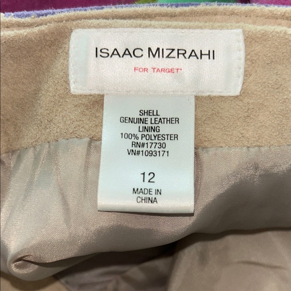 Isaac Mizrahi sz 12 multicolor suede patchwork skirt fully lined with side zip - Picture 4 of 7